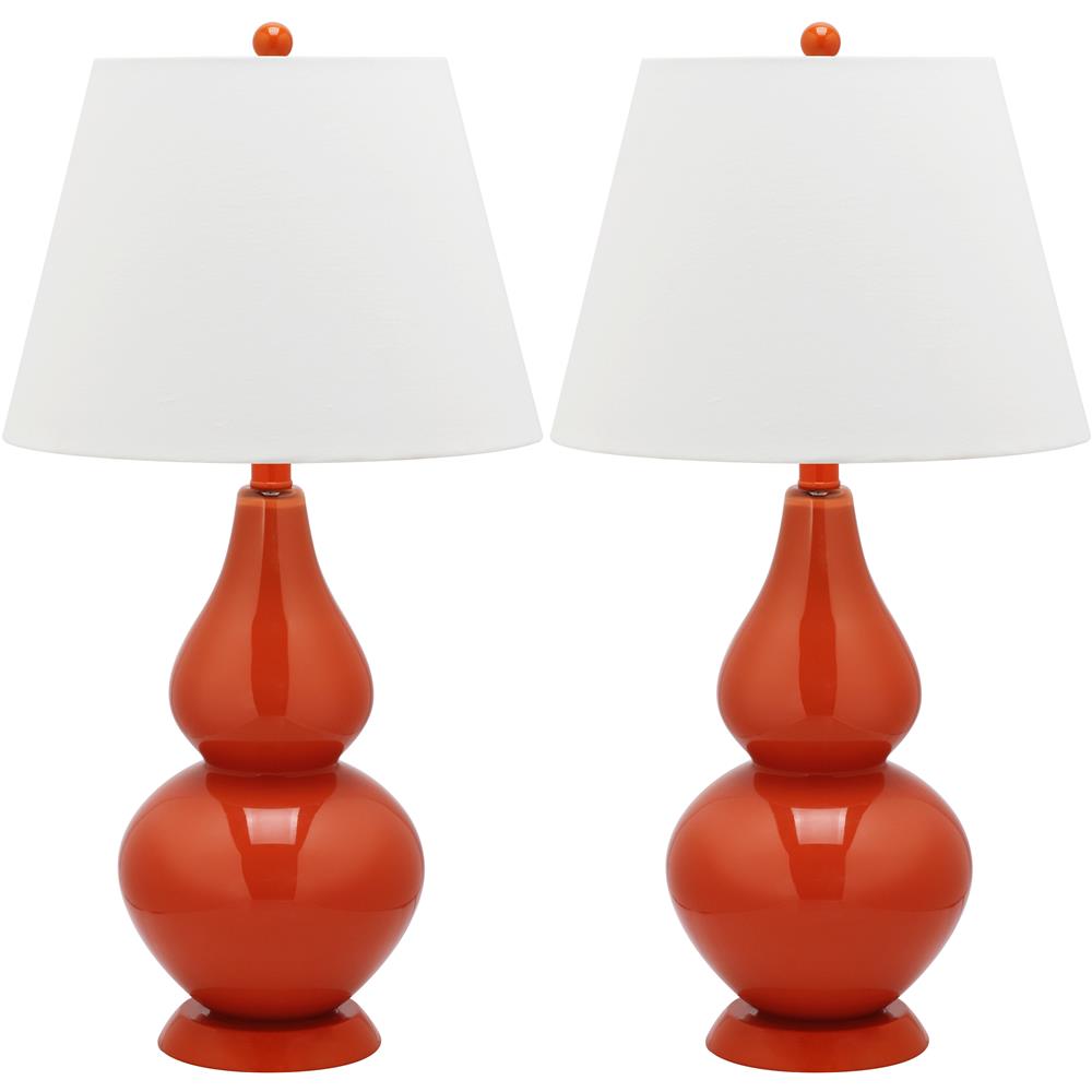 Safavieh LIT4088D CYBIL DOUBLE GOURD (SET OF 2) Orange BASE AND NECK TABLE LAMP